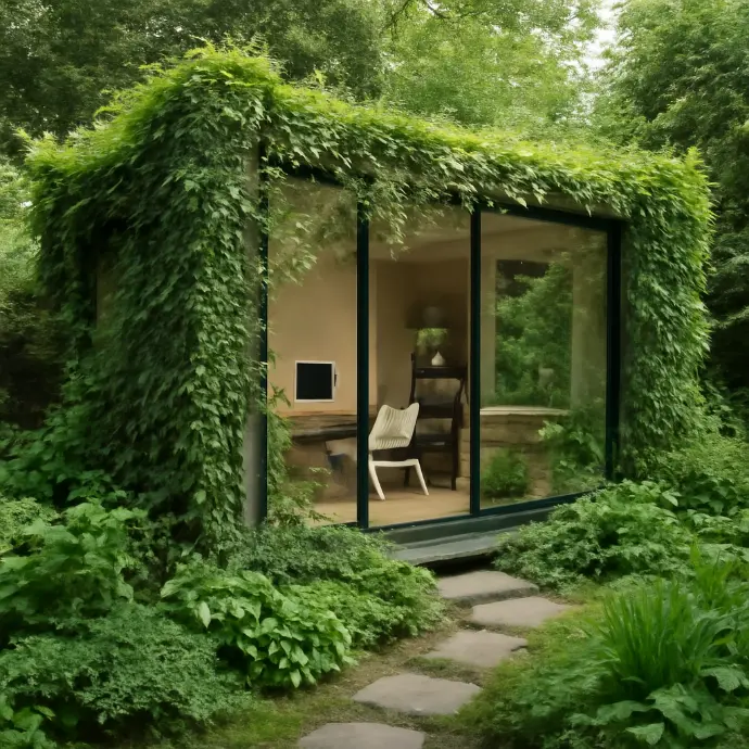 Bureau bardage bois toiture végétalisée