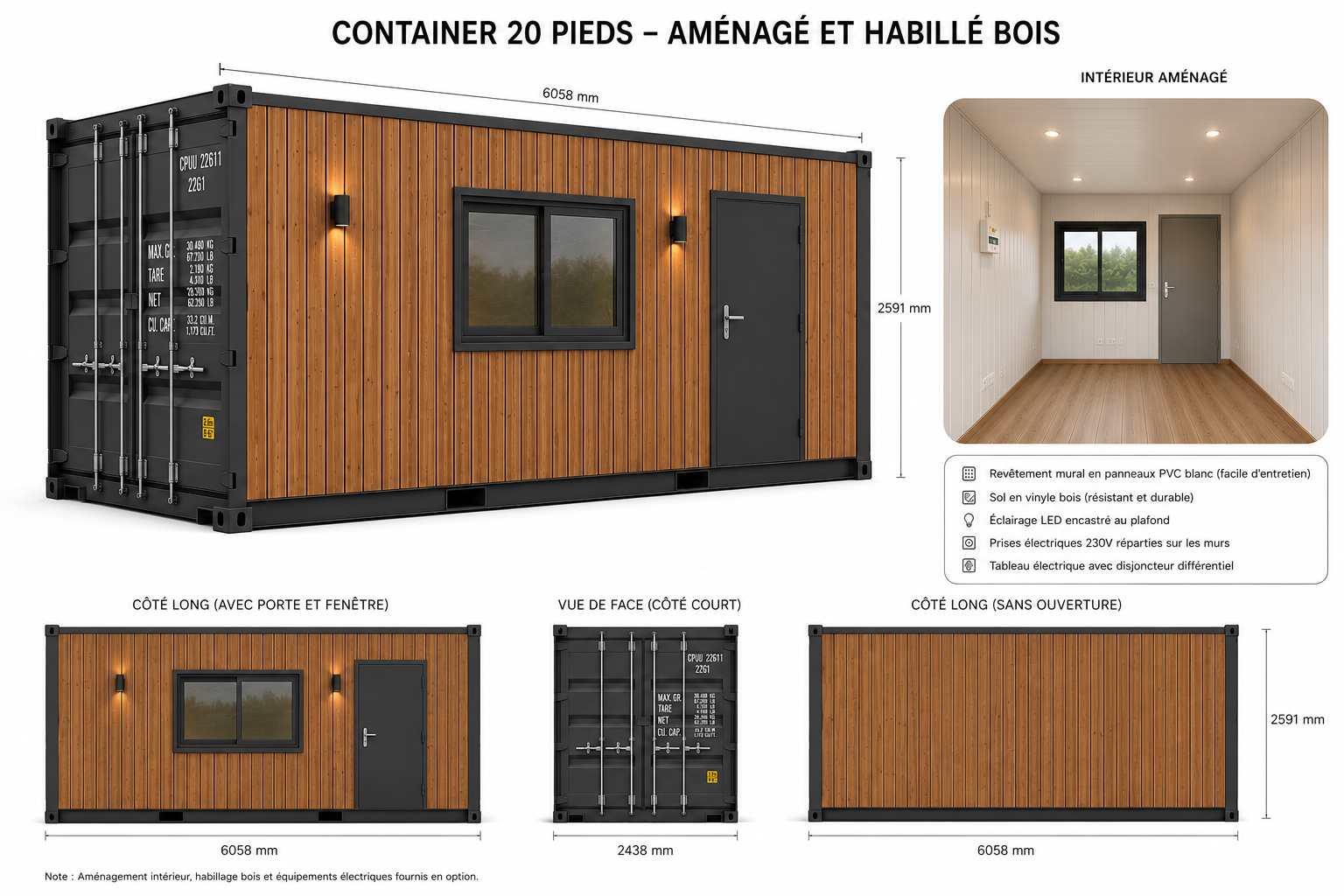Container 20 pieds aménagé